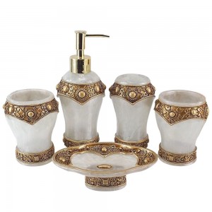 Golden 5 Piece Bathroom Accessory Set