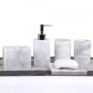 Ink White Resin 5 Piece Bathroom Accessory Set